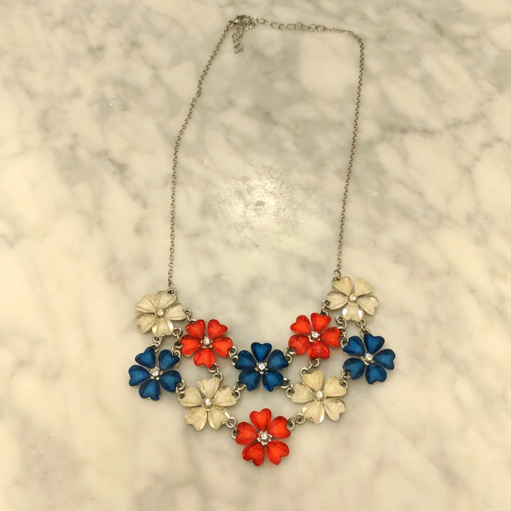 Red white and blue statement neckace